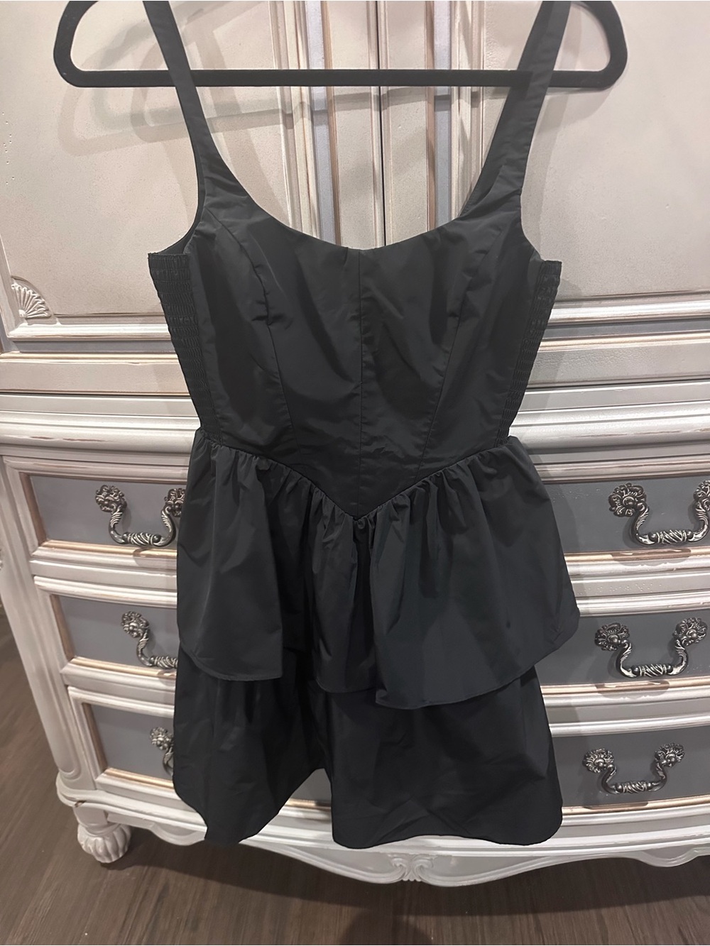 Never worn Amanda Uprichard Tiered black mini dress, XS